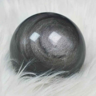 Natural Silvery Obsidian Crystal Ball